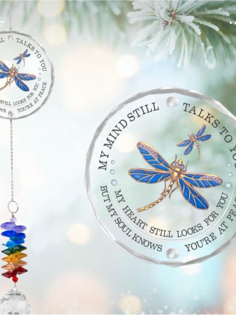Dragonfly Crystal Suncatcher - Blue Dragonfly Home Decor